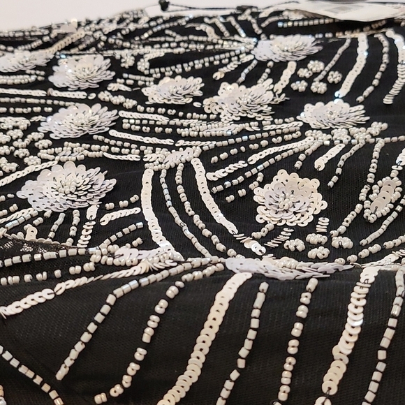 ADRIANNA Papell Black Ivory Beaded Halter Dress - Picture 8 of 12